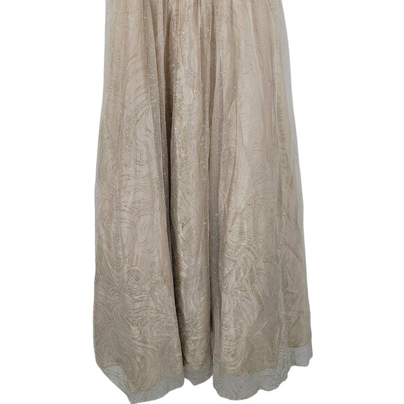Champagne Corset Spaghetti Strap Gold Glitter Formal Gown Sz 4 Fairy Grunge Glam - Picture 5 of 11